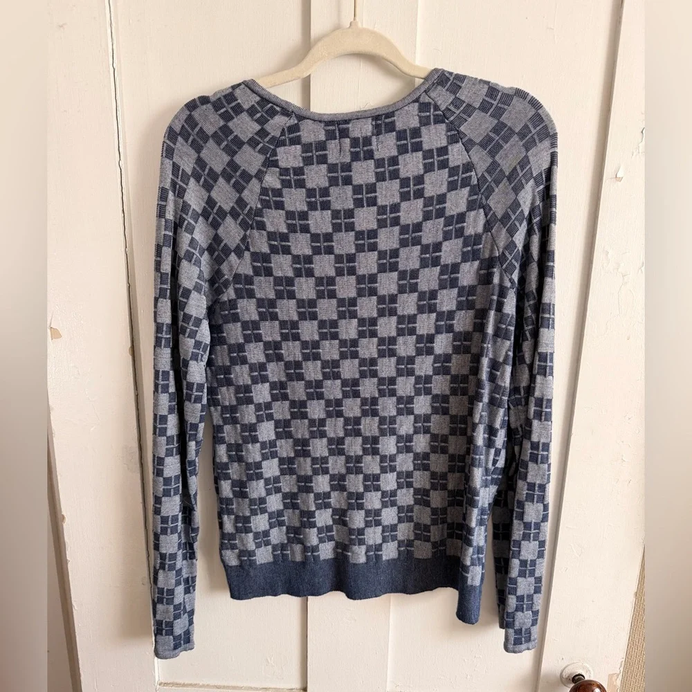 Anthropologie Blue Checkered Cardigan - Picture 6 of 6